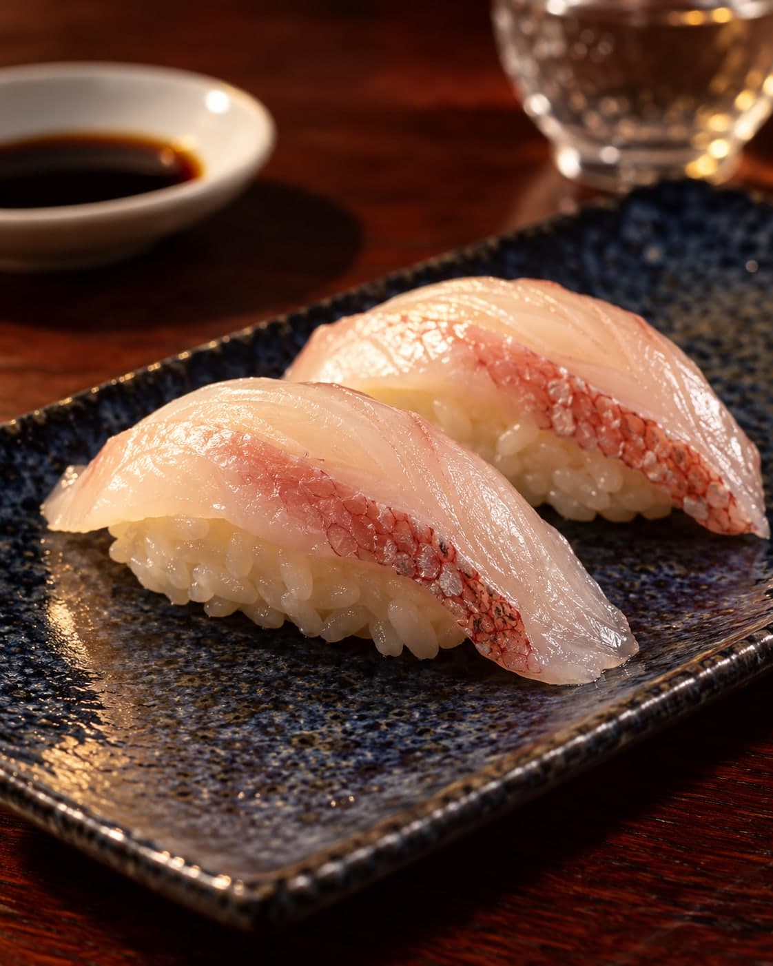 Sea Bream Nigiri from Miyora Sushi pre-order sushi menu in St Neots